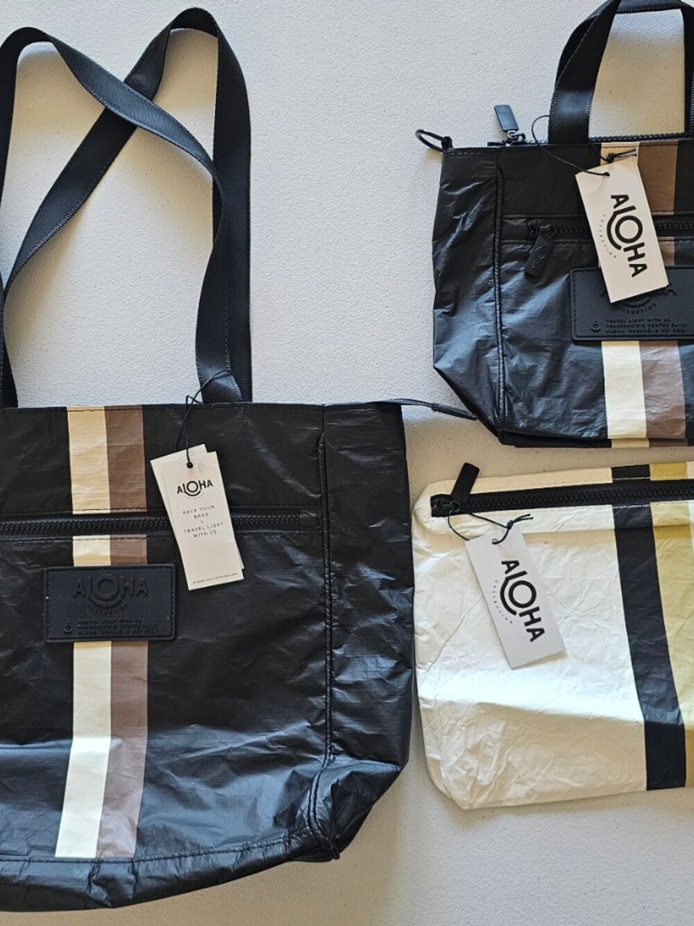 ALOHA Bag Bundle Lot - Go-to-Tote + Crossbody + Travel Pouch | NWT | Splashproof